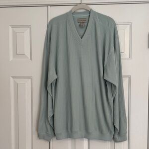 Cutter & Buck Mint Green V-Neck Men's Lightweight Sweater/Pullover
